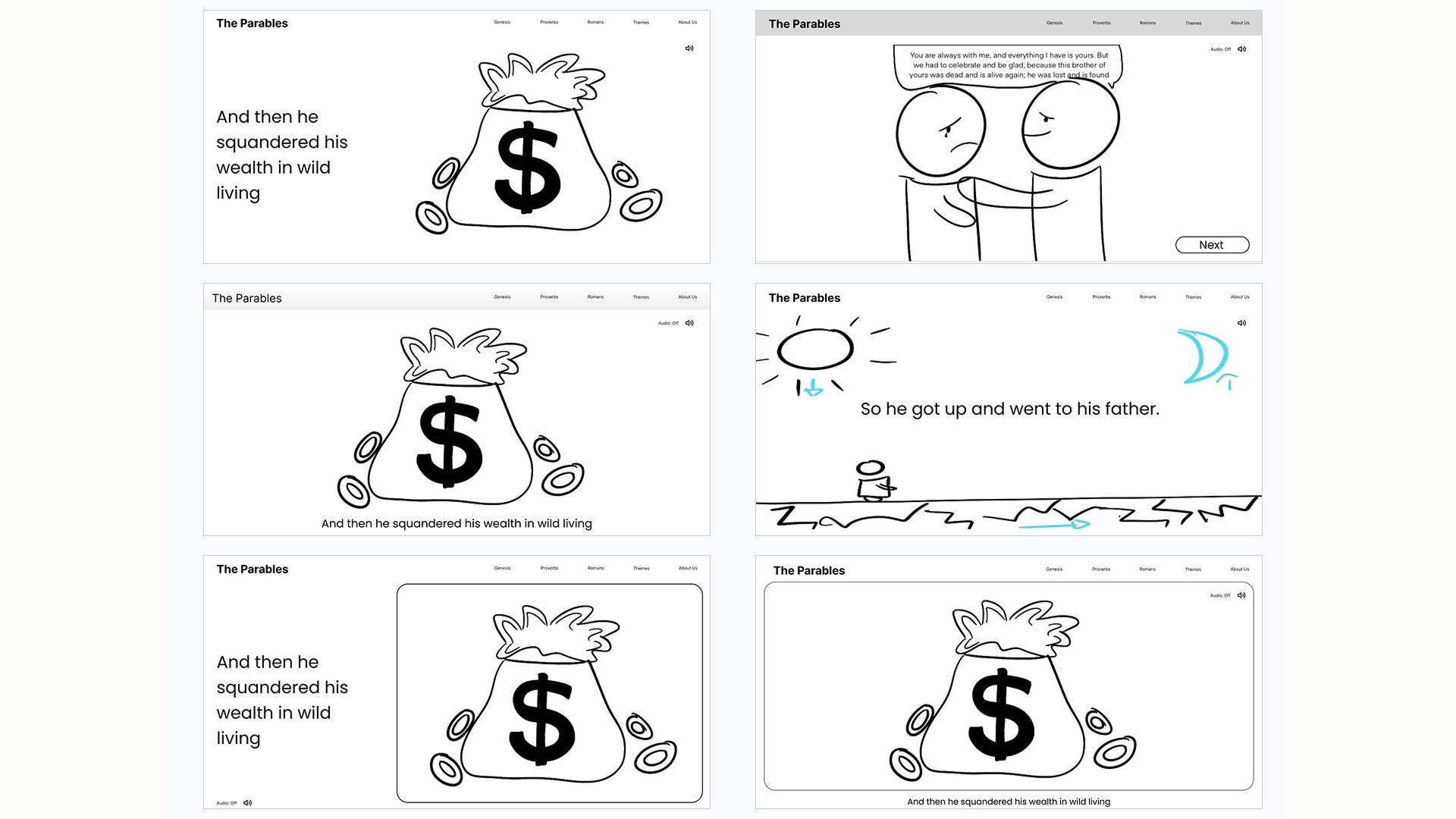 typography experiments for the prodigal son scenes