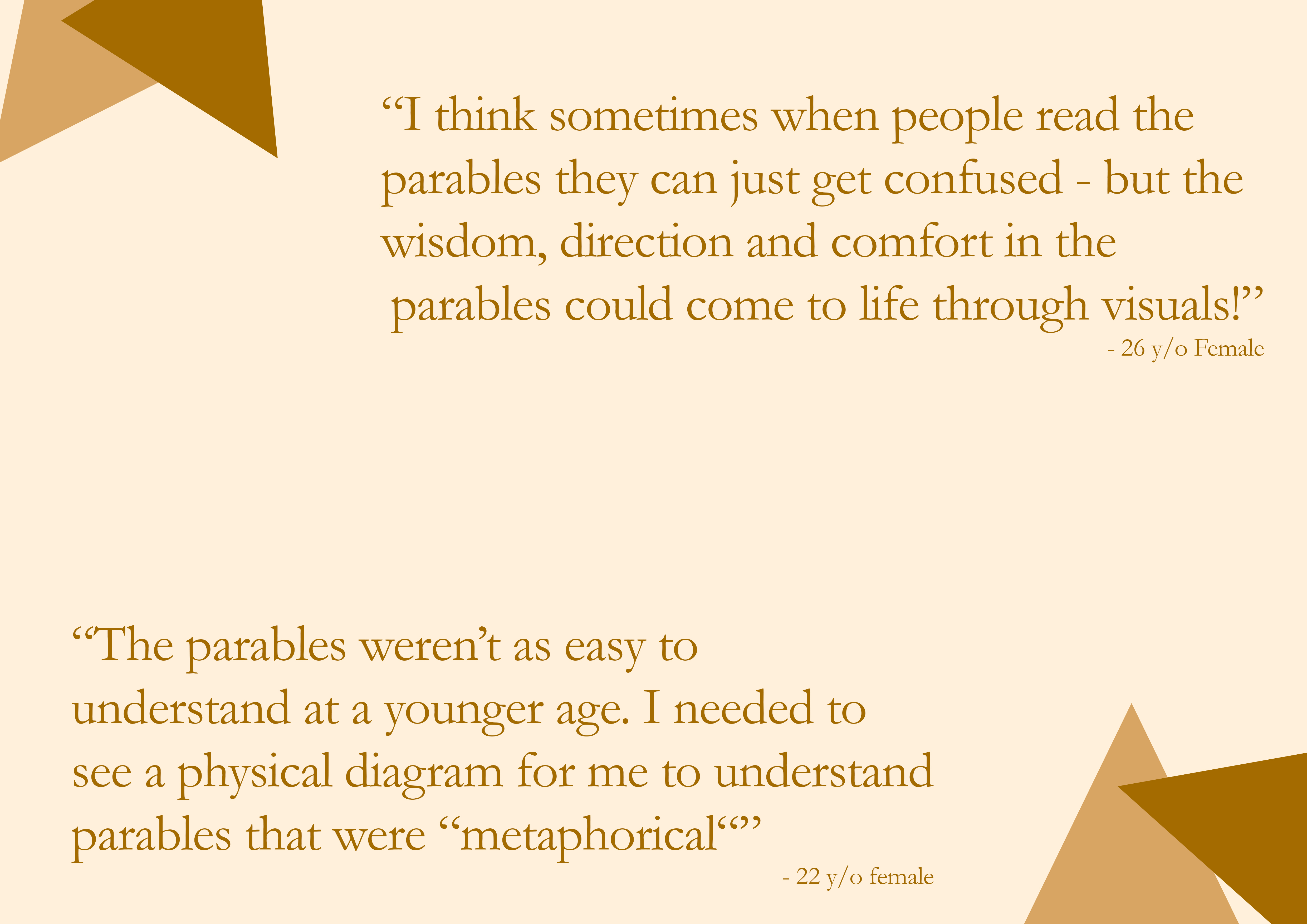 User insight quotes about the parables